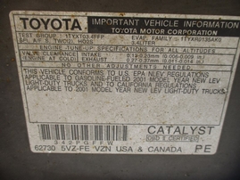 2001 TOYOTA 4RUNNER SR5 SILVER 3.4L AT 4WD Z16446